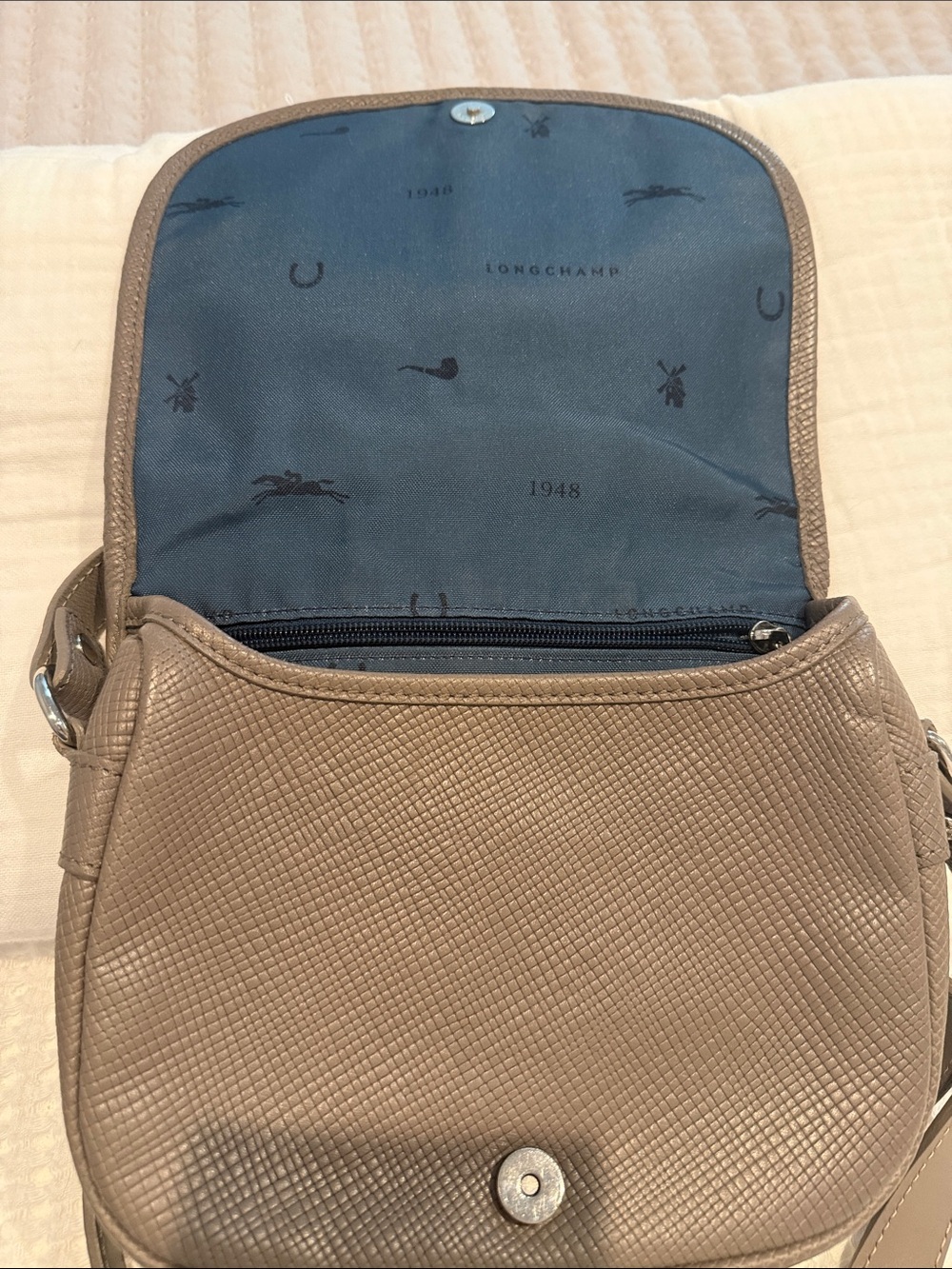 Longchamp Taupe Quadri Crossbody Bag - Picture 4 of 7